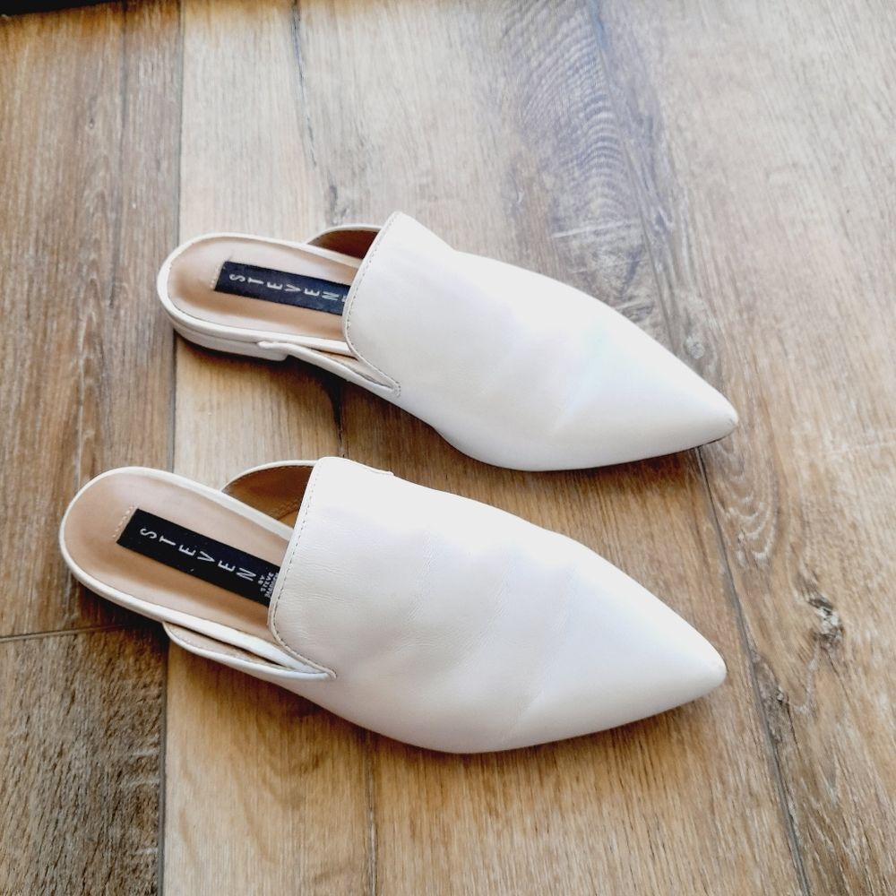 Steven By Steve Madden White Pointed Toe Slip-On Mules